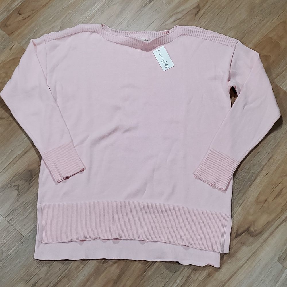 🔺️NWT Maison Jules Pink Boat Neck Lightweight Hi-Low Sweater Large